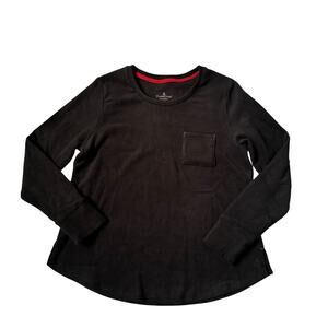 Cuddl Duds Black Fleece Loungewear Pajama Top Women's Petite Size Medium | 3-25